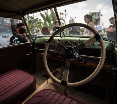 Interior shot of vintage car